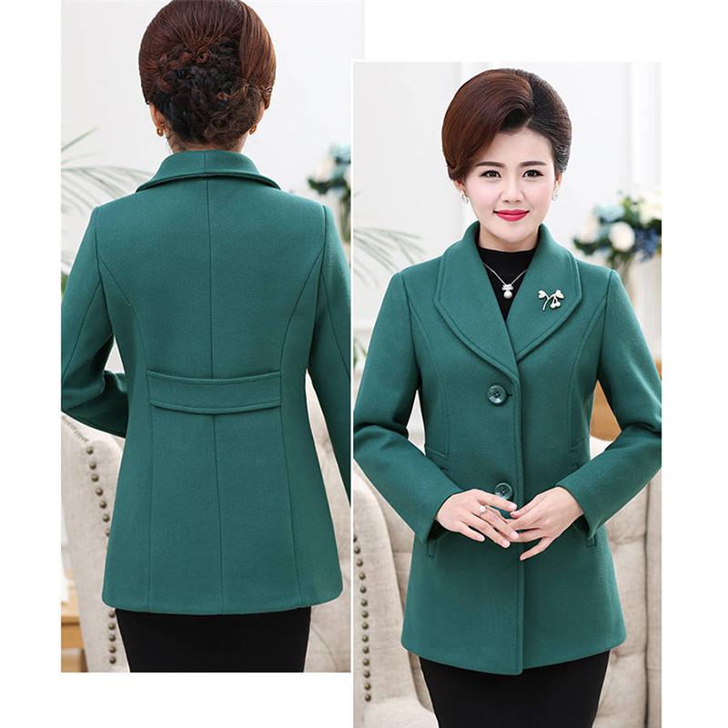 Wool Blend Coat Autumn Winter Jacket Ladies Mujer Fashion Turn-down Collar Solid Casaco Feminino