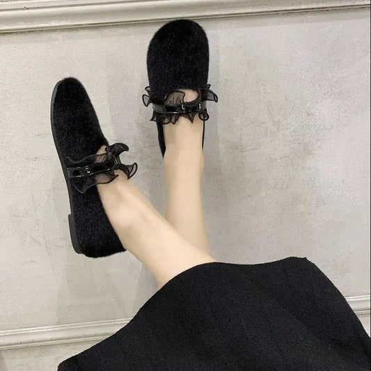 Round Toe All-match Shallow Mouth Peas Shoes Flat Fur Shoes Soft Sole Single Shoes Women's Pedal Lazy Shoes Ladies Moccasin Shoes