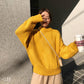Girly ThickenLoos e Skin-friendly Sweater Loose Solid Color Crew Neck Bottoming KnitwearTop