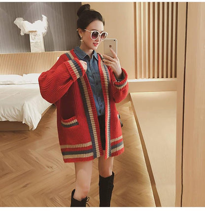 Sweater Thicken Autumn Mid-length Loose Japanese Soft Sister College Style Student Women