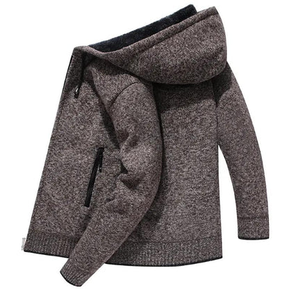 Sweater Men's Hooded Casual Young and Middle-aged Plus Velvet Thick Sweatshirts Pure Color To Keep Warm