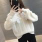 Spring and Autumn Loose Sweater Outer Wear Doll Collar Knitted Top Cute Style Lace Collar Female Sweater