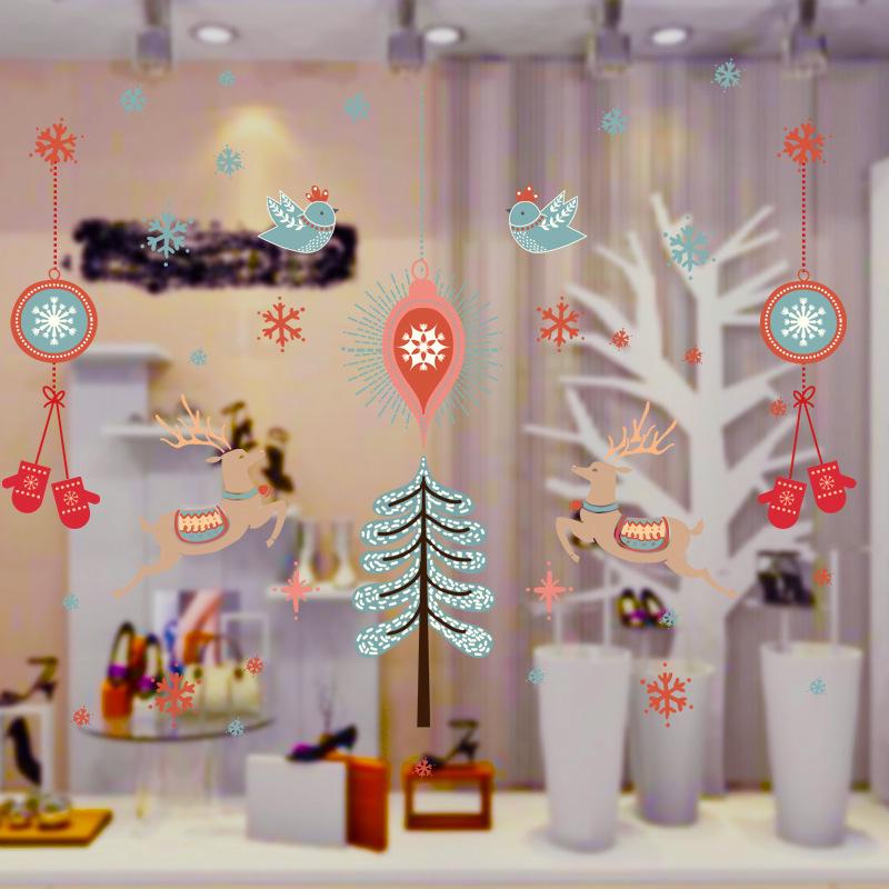 Happy Christmas wall sticker bedroom living room window glass door rise sticker PVC removable