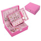 Jewelry Box Leather with Lock European Double Wood Jewelry Storage Box Earrings Ring Necklace Jewelry Storage Box
