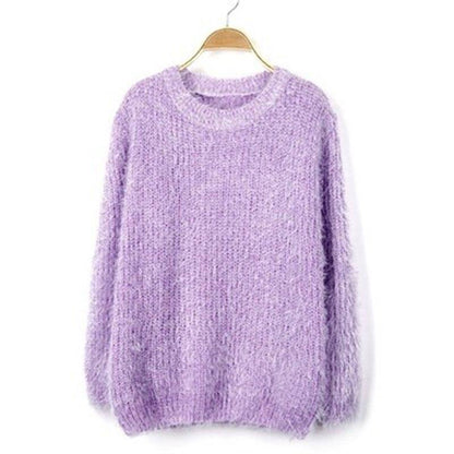 New Women's Sweater Loose Mohair Round Neck Pullover Bottoming Sweater Sweater Women's Head