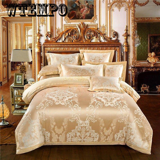 Embroidered jacquard cotton four-piece bedding quilt cover sheets pillowcases noble European