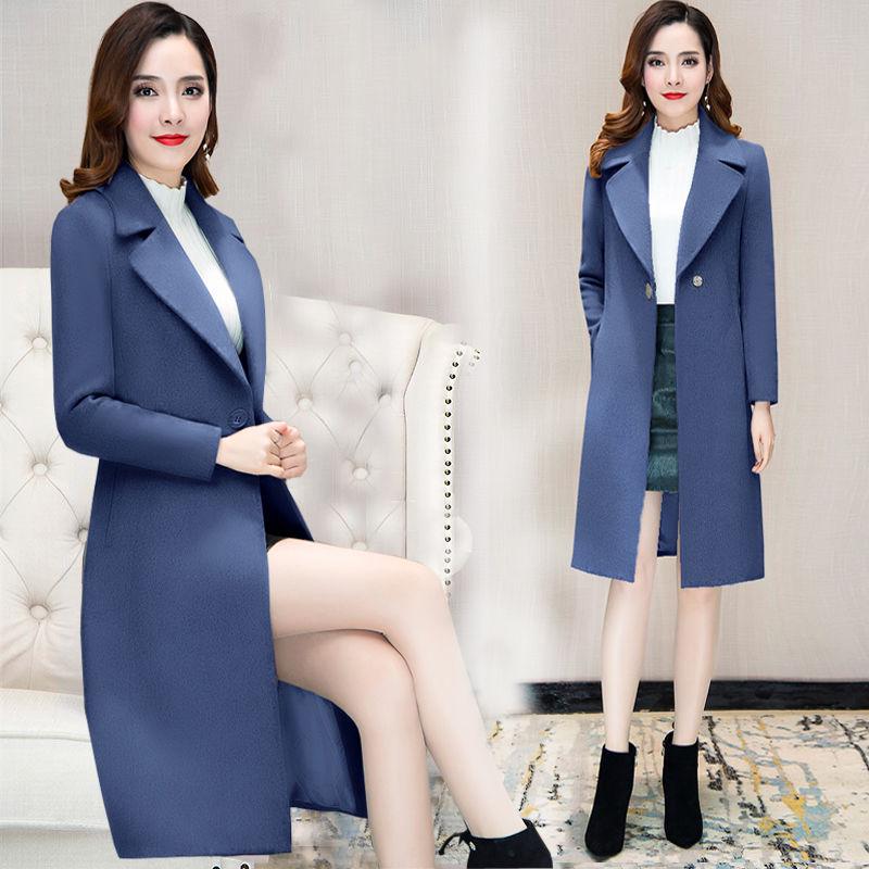 Women Overcoat Autumn Winter Coat Fashion Warm Woolen Blends Slim Female Elegant Woolen Coat