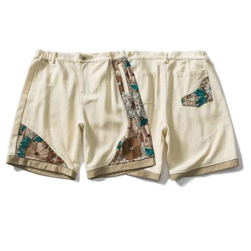 Summer National Tide Embroidery Casual Shorts Male Street Hip-hop Loose Five-point Pants Overalls