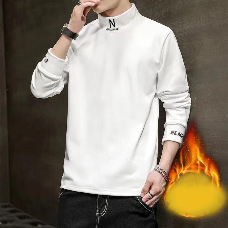 Winter Half-high Collar Men's Plus Velvet Loose Loose Bottoming Shirt To Keep Warm and Comfortable