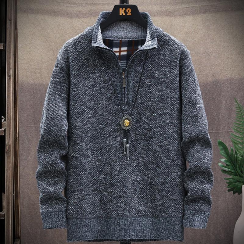 Men's Long-sleeved Turtleneck Sweater Solid Color Fashion Plus Velvet To Keep Warm Sweatshirts Autumn and Winter