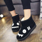 Winter Snow Boots Women's Short Tube Cartoon Short Boots Flat-bottomed Thickened Plus Velvet Cotton Boots