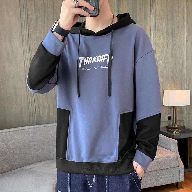 Hooded Sweater Men's Loose Versatile Spring and Autumn Pullover Printed Sports Top Casual Outer Shirt