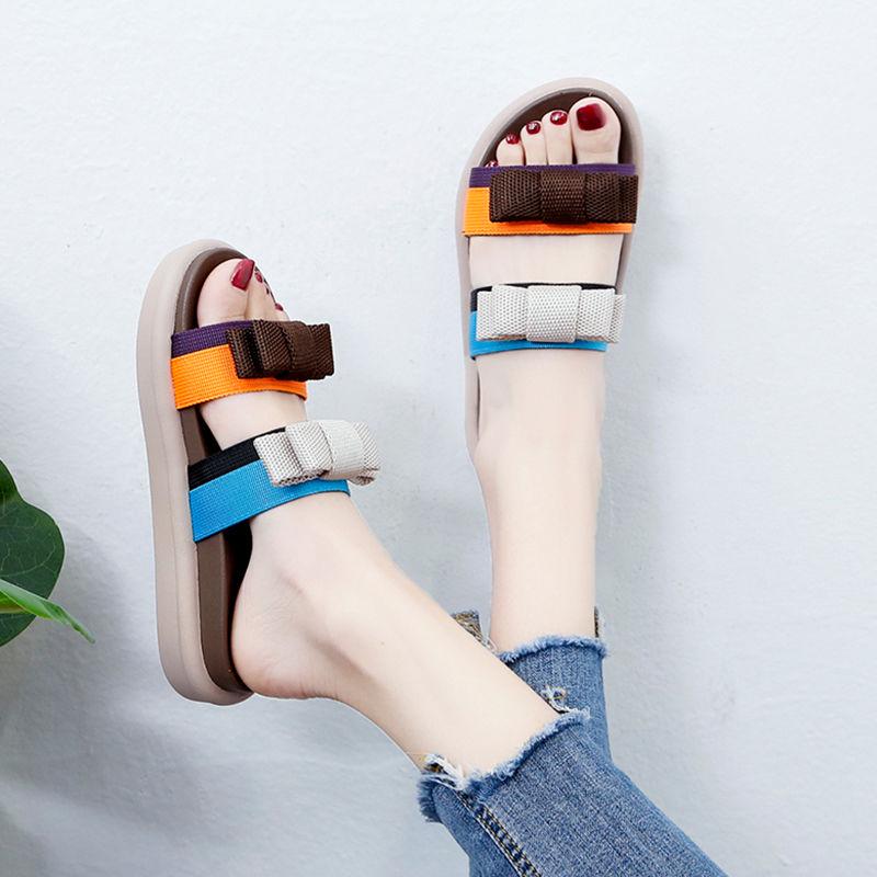 Slippers Women Wear Summer Korean Flat Bottom Net Red Beach Shoes Thick Bottom Sports Sandals and Slippers Ins Tide