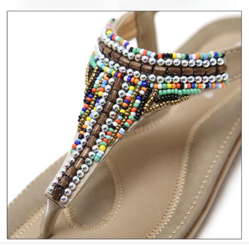 2020 Sandals Female Summer National Wind Bohemian Beach Shoes Clip Feet Flat Sandals Wild Flip Flops