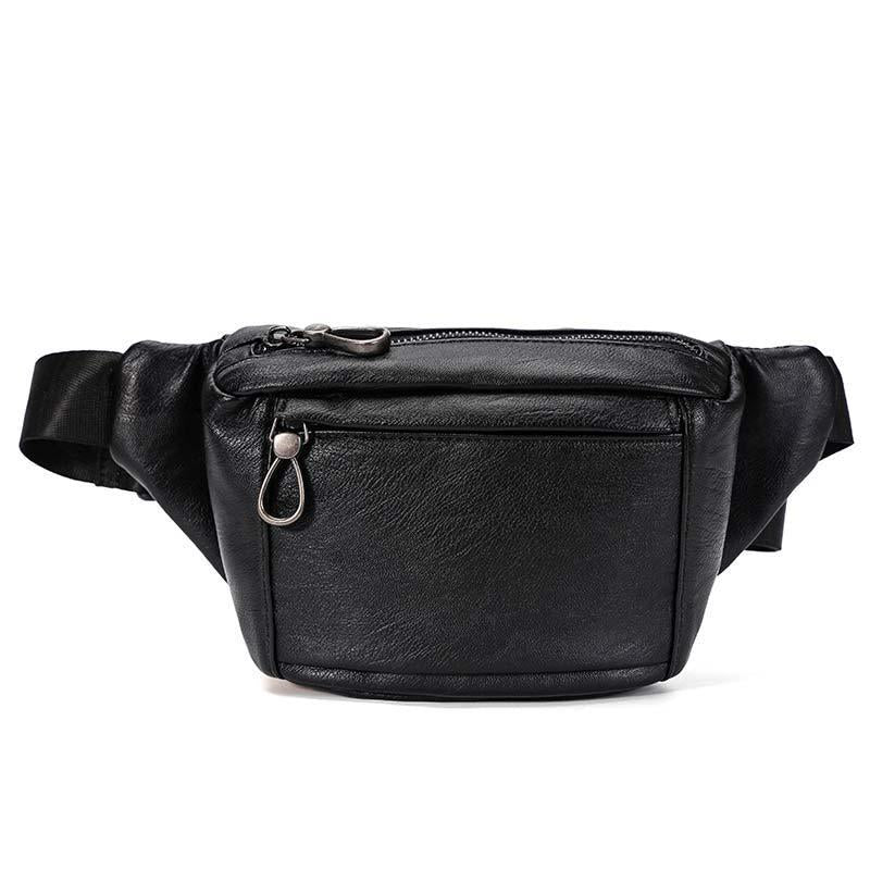 Waist Bag Men's Casual Leather Large Capacity Chest Bag Messenger Bag Fitness Sports Shoulder Bag