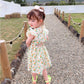 Girl's Back Hollow Out Dress Orange Skirt Children's Sleeveless Skirt Button Korean Baby Broken Flower Princess Skirt