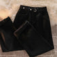 Women's Wide Leg Jeans Design Sense Autumn and Winter High Waist Slim Straight Pants Ins Black Pants