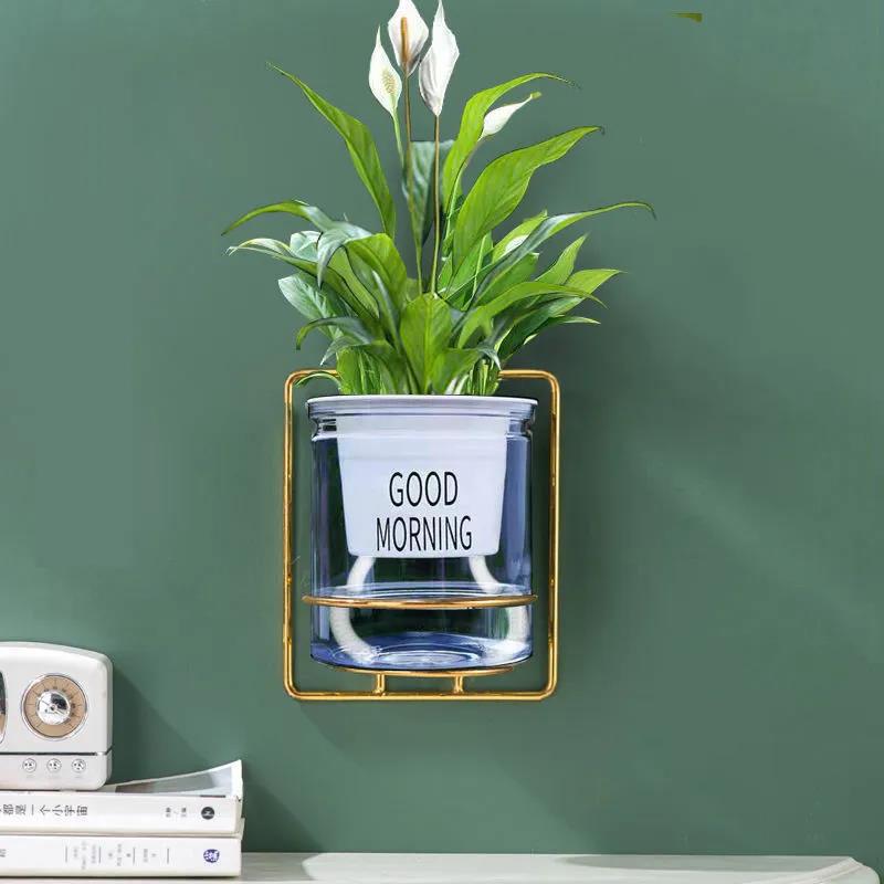 Glass Art Flower Stand Flower Arrangement Wall Mount Metal Flower Device Interior Decoration Pendant
