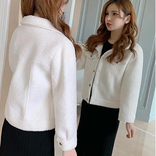Winter Cashmere Short Women's Coat Women Solid Oversized Jacket