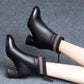 Women's Winter Plush Velvet Warm Soft Leather Thick Heel Short Boots Short Mid-heel British Style Martin Boots