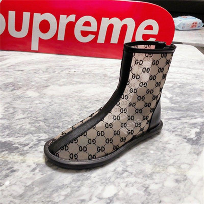 Eugen Gauze Letter Printed Sandals Martin Boots Motorcycle Boots Flat Shoes Breathable Women's Shoes