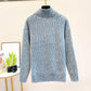 Faux Mink Half Turtleneck Sweater Rabbit Patch Loose Pullover Sweater Casual Plus Size Women's Sweater
