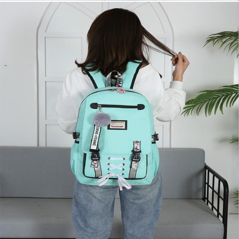 New Casual Backpack Middle School Student Bag Usb Charging Anti-theft Backpack