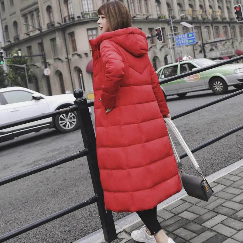 Women's Winter Cotton-padded Jacket Long Section Over The Knee Thick Slim-fitting Warm Cotton-padded Jacket