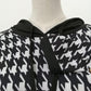 XL-XXXXXXL Houndstooth Mid-length Sweater Dress Women Spring and Autumn Plus Size Hooded Long Sleeve Loose Dress