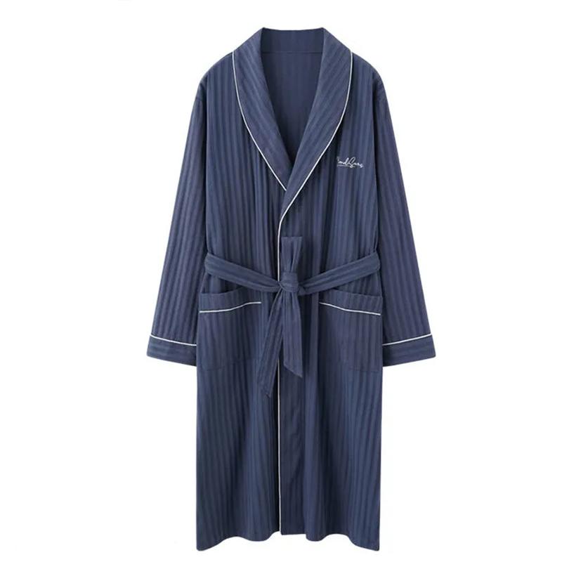 Antarctic Pajamas Men's Cotton Bathrobe Spring and Autumn Long Section Cotton Thin Section Dressing Gown Pajamas Men's Japanese Summer Bathrobe Men