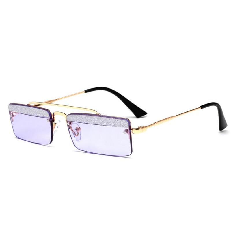 WTEMPO Personalized Eyebrow Metal Square Sunglasses Women Men Fashion Anti-UV Small Frame Sun Glasse