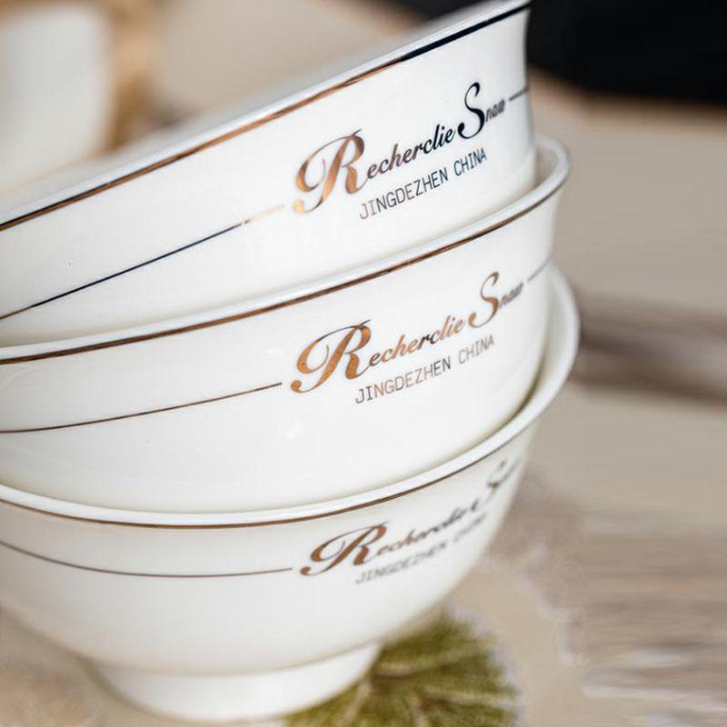 Jingdezhen Household Rice Bowl Ceramic Bowl Set Eating Bowl Small Bowl Japanese Tableware Bowl Ceramic Tableware