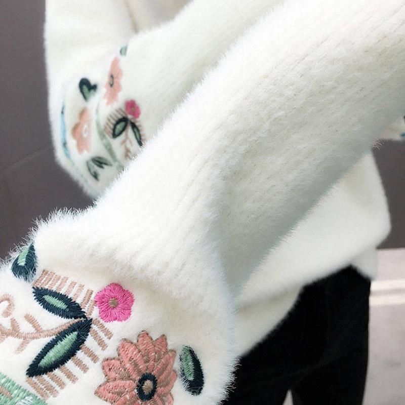 Long-sleeved  Sweater Water Jacket Cashmere Round Neck Sweater Cashmere Warm Sweater Winter Ladies