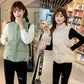 Autumn and Winter Women's Waistcoat Korean Plus Size Down Cotton Jacket Solid Color Cute Warm Top