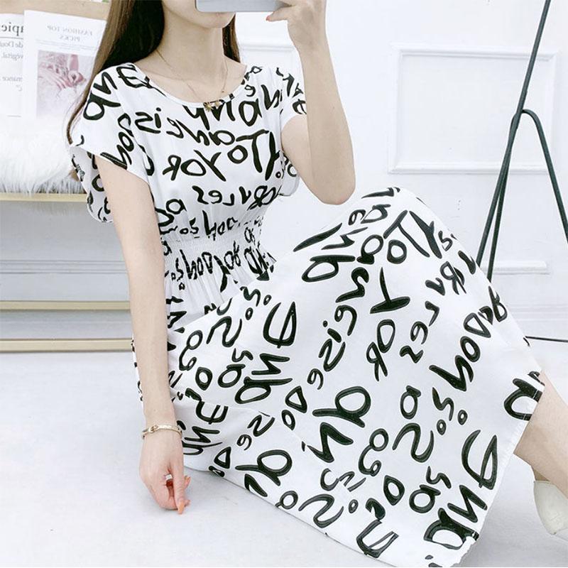 Ethnic Style Cotton Silk Floral Dress Seaside Holiday Fairy Skirt Large Print Mid-length Skirt