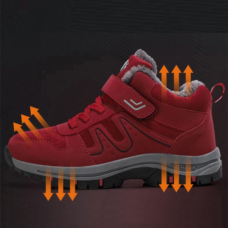 Walking Shoes Winter Cotton Shoes Plus Velvet Warm Leather Surface Waterproof and Ski-proof High-top Snow Boots Female