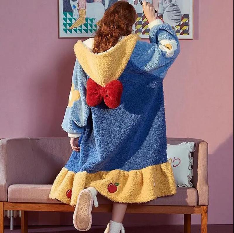 Princess Styling Ladies Home Clothes Winter Cashmere Warm Pajamas Quick-drying Bathrobe Robe Coat Long