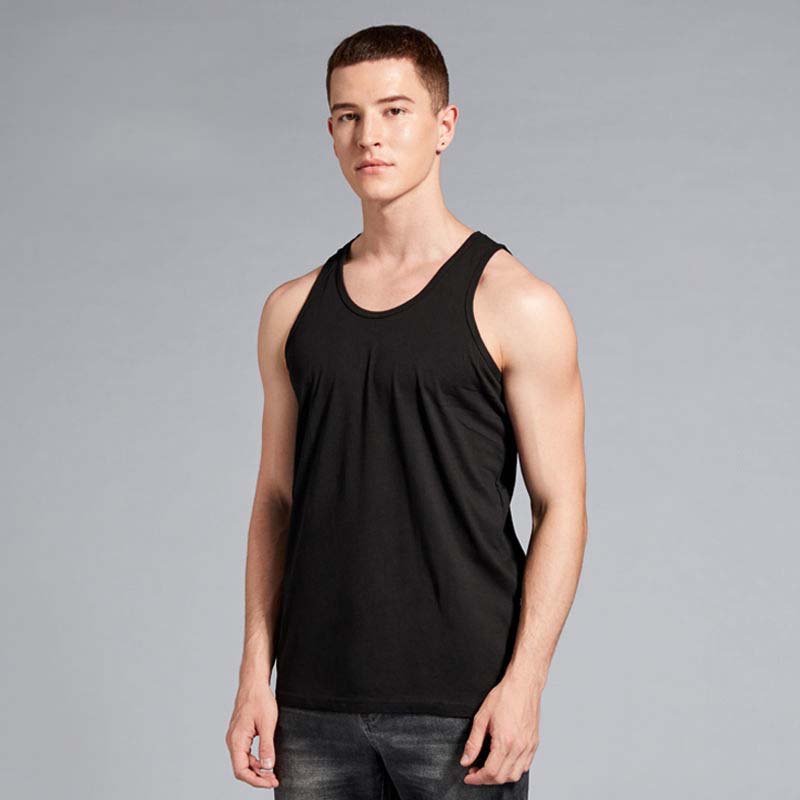 Men's Cotton Vest Loose Youth Breathable Sweat-absorbent Sports Bottoming Shirt Thin Section Solid Color Summer Singlet
