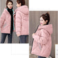 Women's Mid-length Down Jacket Winter Korean Loose Cotton Clothes Casual Hooded Padded Jacket