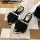 Plus Size 36-40 Summer Women Outdoor Flat Bohemian Beach Flip Flops Wear-resistant Non-slip Office Lady Lace Pearl Sandals
