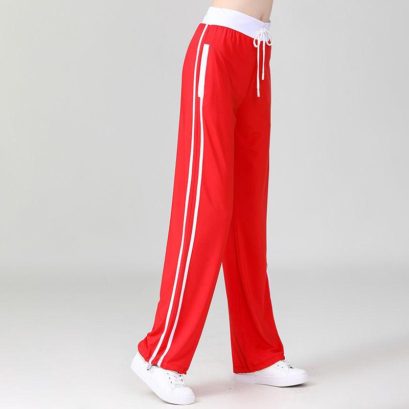 Women's Color Block Wide Leg Yoga Pants Mid-Waist Loose Quick-drying Sports Pants Spring and Summer Korean Style
