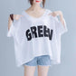 Large Size Women's Loose Letter Printing Short-sleeved T-shirt Tops Women's Casual Loose Large Size Round Neck Mid-sleeve T-shirts