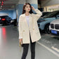 Women's Suit Jacket Spring and Autumn White Korean Version Streetwear Design Suit Ladies Slimming Blazer Loose Top Coat