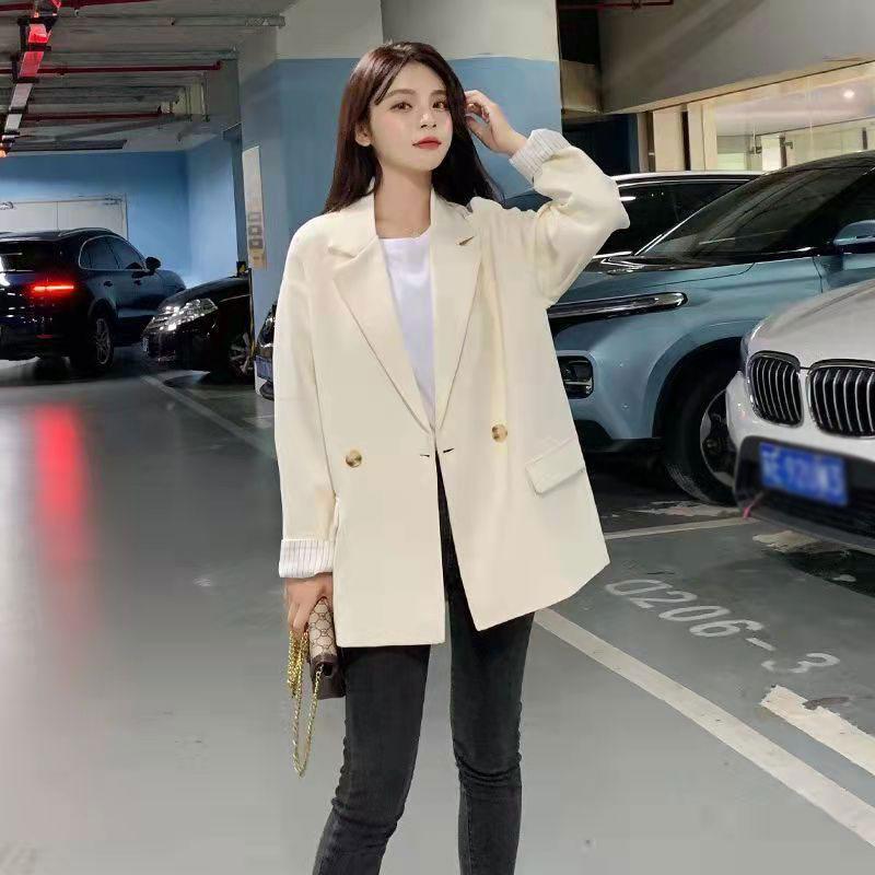 Women's Suit Jacket Spring and Autumn White Korean Version Streetwear Design Suit Ladies Slimming Blazer Loose Top Coat
