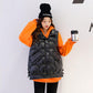 Women's Sleeveless Jacket Quilted Solid Stand Collar Zipper Ladies Casual Winter Vest Pockets Fashion Waistcoat for Female