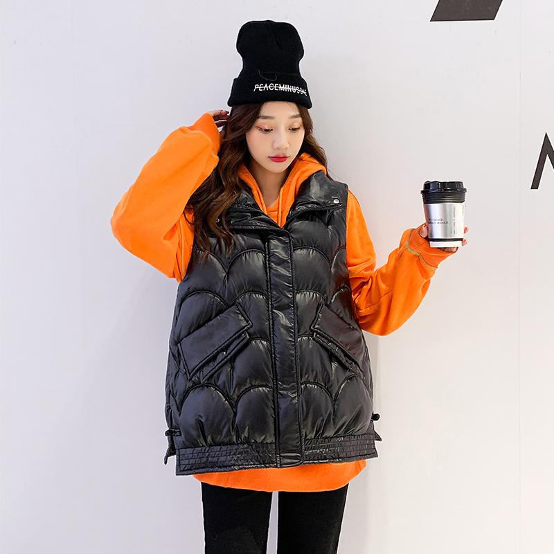 Women's Sleeveless Jacket Quilted Solid Stand Collar Zipper Ladies Casual Winter Vest Pockets Fashion Waistcoat for Female