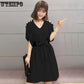 Brand Women's Leaking Shoulder Dress Summer Dress Bat Sleeve Loose Skirt