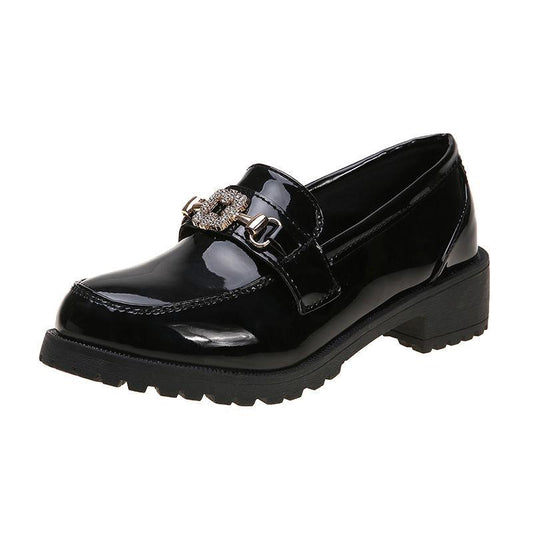 British Style Shiny Small Leather Shoes Women's Shoes Single Shoes All-match Work Shoes Casual Lazy Shoes Women Cute and Light
