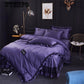 4Pcs White Color Stain Luxury Bedding Set King Queen Size Bed Set Silk Cotton Duvet Cover Bed