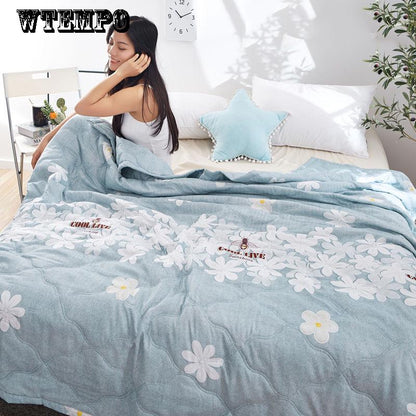 WTEMPO Comfortable Summer Cool Quilt Fashion Cartoon Print  Dormitory Quilt Air Conditioning Was